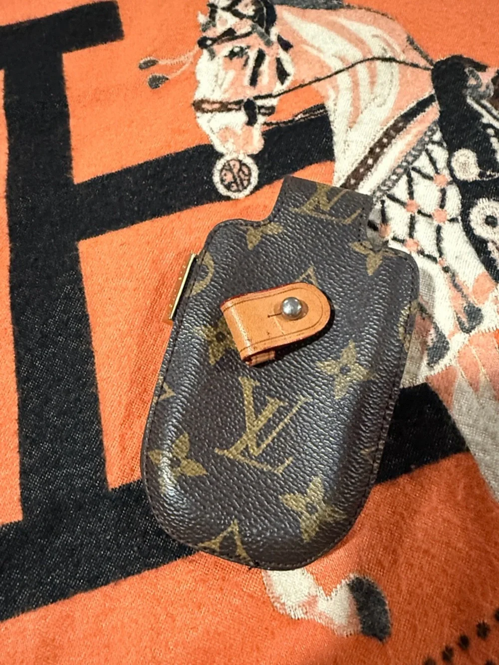 Louis Vuitton Brown Monogram Leather Phone Holster with Flap